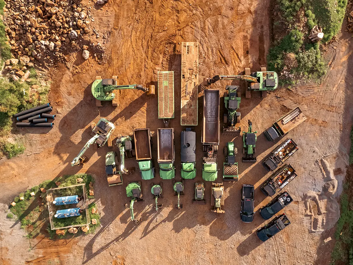 aerial photo of tractors in a work yard in maui | Truth excavation on maui, hawaii aerial photo of tractors in a work yard in maui | Truth excavation on maui, hawaii